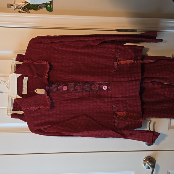 Burgundy Silk 80s/90s vintage pantsuit - Picture 1 of 7